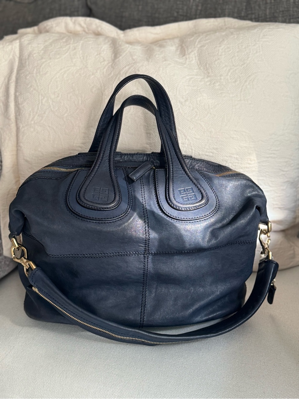 Givenchy Nightingale Navy Blue 2 way Leather Bag - Picture 2 of 14